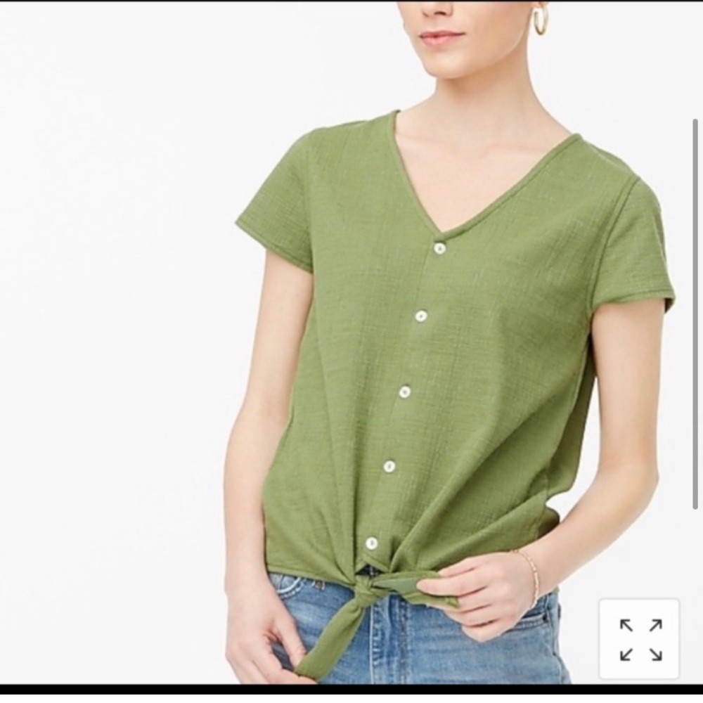 NWOT J Crew Textured Button Down Tie Front Blouse